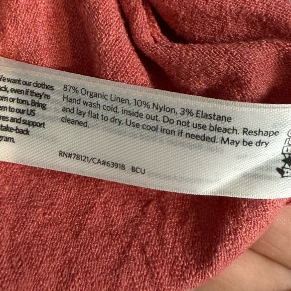 Eileen Fisher Coral Long Sleeve Top size Large Organic linen cotton Large - Picture 7 of 7